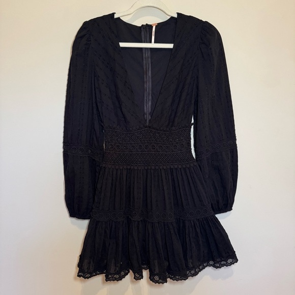Free People Dresses & Skirts - Free People | Black Delightful Mini Dress 100% Cotton Size 0